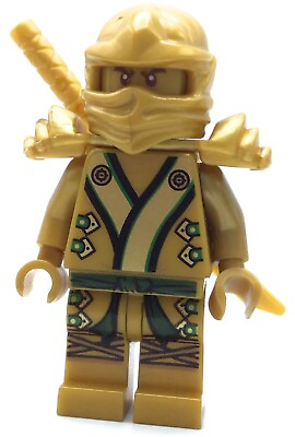 #ad LEGO PEARL GOLD LLOYD MINIFIGURE ELEMENTAL ROBES NINJAGO FIG WITH SWORD