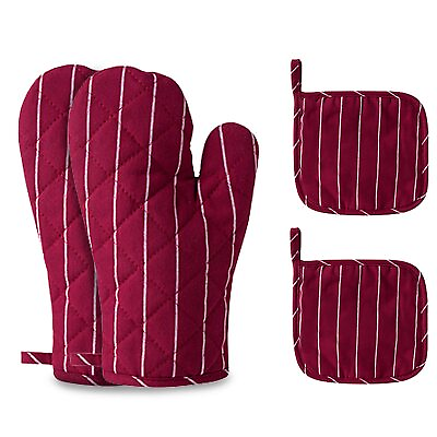 #ad 4Pcs Oven Mitts and Pot Holders Heat Resistant Oven Mitts Set with Pothholde...