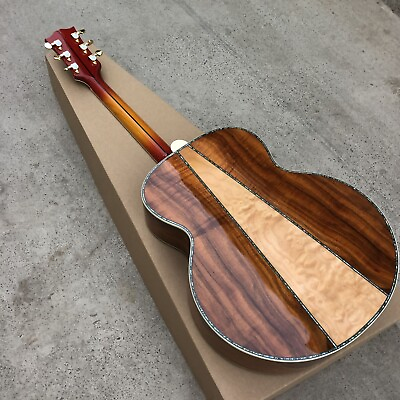 #ad 43 Inch Cherry Red Solid Spruce Acoustic Guitar Abalone Inlay Maple and Koa Back