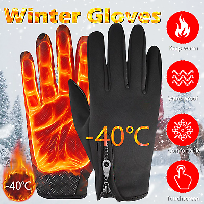 #ad 40℃ Waterproof Winter Warm Ski Gloves Thermal Touch Screen Motorcycle Snow Men