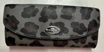 #ad Coach Ocelot Leather Envelope Wallet Grey Leopard amp; Black NWOT Floor Sample
