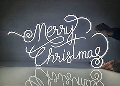 #ad 32quot;x17.5quot; Merry Christmas Flex LED Neon Sign Light Party Gift Door Bright Décor