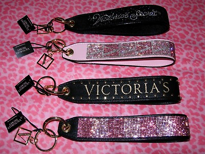 Victoria#x27;s Secret Signature Logo WRISTLET STRAP Key Chain BAG CHARM Rhinestone $20.99