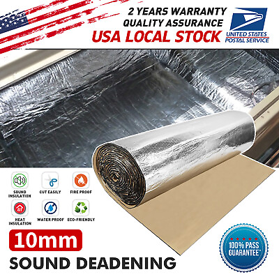 #ad 10MM 21sqft Car Hood Floor Cargo Area Sound Deadening Mat 39#x27;#x27;x78#x27;#x27; Silver