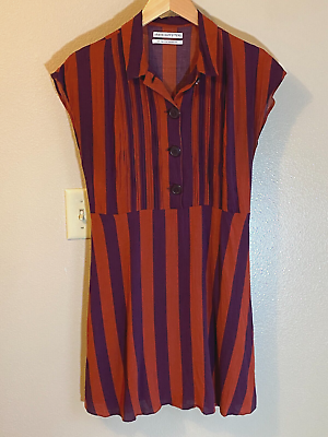 #ad Urban Outfitters Nancy Shirt Dress Women#x27;s S Striped Mini Short Sleeve Buttons
