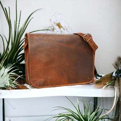 #ad Men#x27;s Vintage Real Art Leather Laptop Backpack Bag Satchel Rucksack Messenger