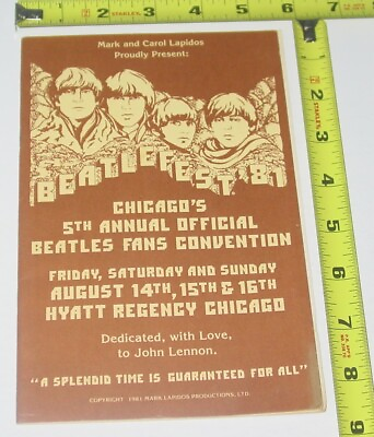 #ad Beatles Beatlefest Fan Convention Program 1981 Chicago Mark Carol Lapidos
