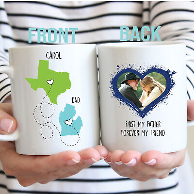#ad Long Distance Gift For Dad Custom Dad Mug Father#x27;s Day Gift State To State Mug