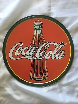 #ad Tin Signs Coke Round Bottle 30s Bottle amp; Logo Retro Reproduced From Authentic Ad