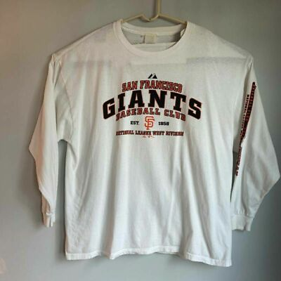 #ad San Francisco Giants Majestic Unisex Adult T Shirt White 3 4 Sleeve Big Tall 3X
