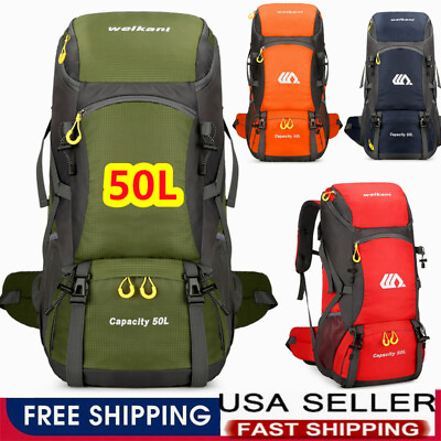 #ad 50L Large Waterproof Hiking Camping Backpack Outdoor Travel Men#x27;s Rucksack Bag