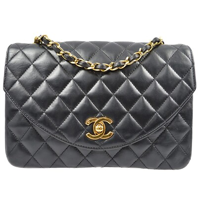 #ad Chanel Black Lambskin Chain Shoulder Bag 132956