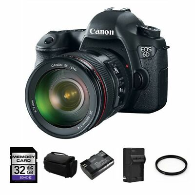 #ad Canon EOS 6D Camera w 24 105mm f 4.0L IS USM Lens 32GB 2 Batteries More