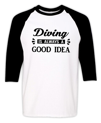 #ad Mens Diving T shirt Sky Scuba Sea Diving Gift Deep Sea Diver Raglan Tee