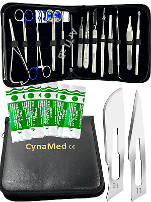 #ad New 34 pcs Minor Surgery Set with Case Surgical Instruments Kit Stainless Steel
