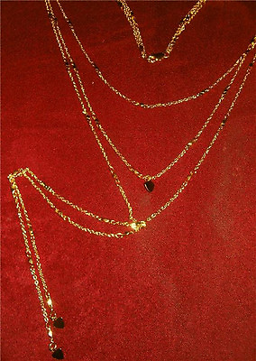 #ad SEXY Long GOLD gep Facet Heart Lariat Chain Necklace