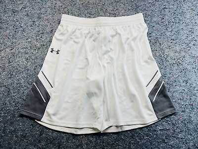 #ad Under Armor Basketball Shorts Adult Large White Graphite 9” Inseam Athletic BN