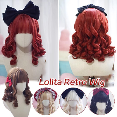 #ad Roman Curly Synthetic Lolita Curly Hair with Bangs Anime Wig Party Cosplay Wig