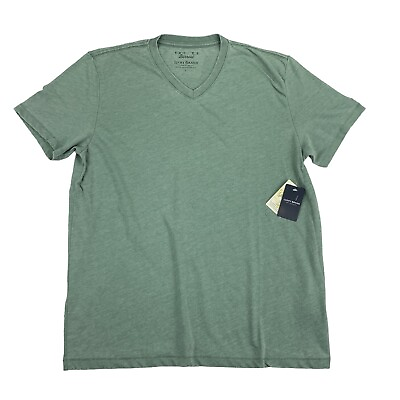 #ad Lucky Brand Mens Venice Burnout V Neck Short Sleeve T Shirt Gray Green L