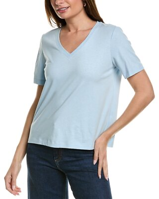 #ad Lafayette 148 New York James V Neck Linen Blend T Shirt Women#x27;s
