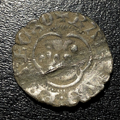 #ad 1422 1461 France Double Tournois Briquette ins. Charles VII Medieval Silver Coin