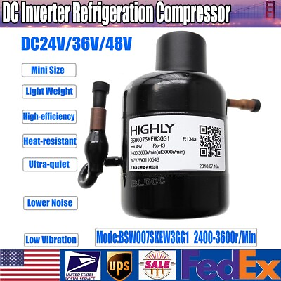 #ad DC 24V 36V 48V Ultra quiet low vibration R134a Refrigeration Inverter Compressor