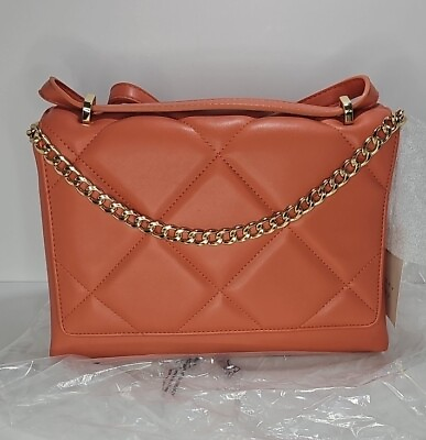 #ad *NWT* A New Day Square Woven Satchel Handbag Crossbody Shoulder Bag Coral Orange