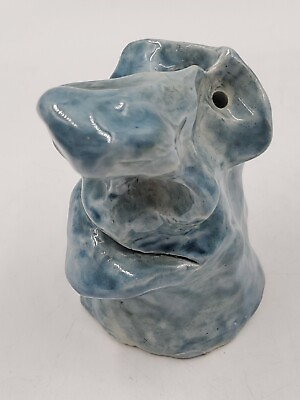 #ad VTG Art Pottery Handmade Free Form Ceramic Big Nose Man Funky Head Sculpture