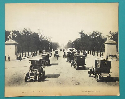 #ad HISTORIC PARIS Avenue Champs Elysees ca 1915 Photo Collotype Print