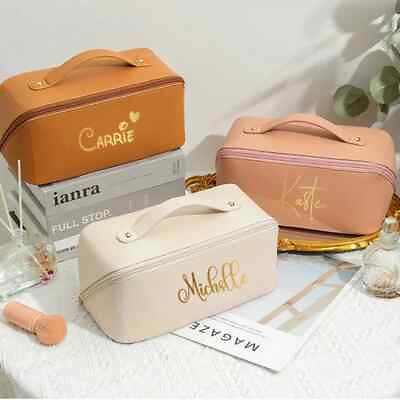 #ad Personalized Cosmetic Bag PU Makeup Pouch Women Wash bag with Name gift