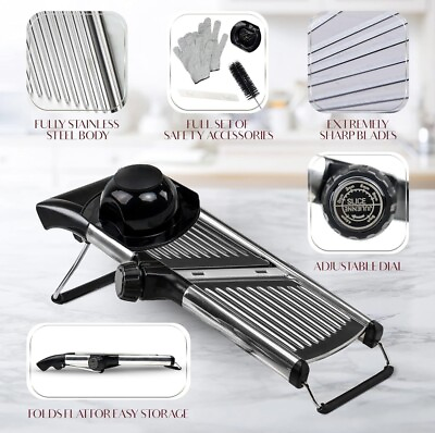 #ad Kitchen Mandoline Slicer Stainless Steel with Cut Resistant Gloves