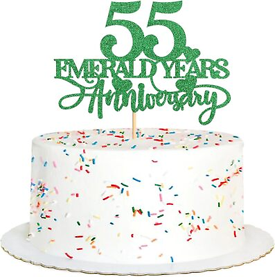 #ad 55th Emerald Years Anniversary Cake Toppers Heart Cake Decoration Celebration