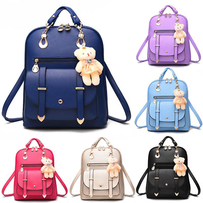 #ad Women Leather Backpack Handbag Shoulder Travel School Bags Girl Rucksack Satchel