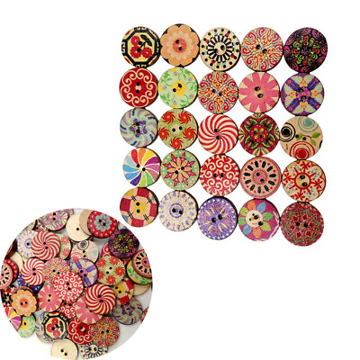 #ad Wooden Buttons Round Decorative 20mm 100Pcs Assorted Buttons Mixed Wooden
