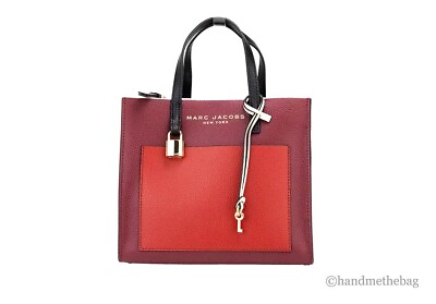 #ad #ad Marc Jacobs Grind Mini Pomegranate Colorblock Leather Tote Crossbody Handbag