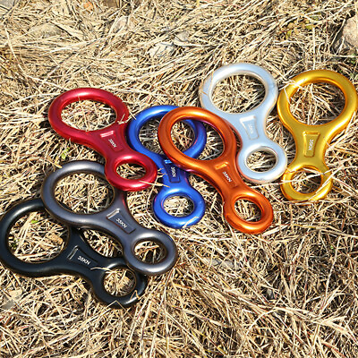 #ad 35KN Aluminum Figure 8 Descender Rock Climbing Rappelling Rescue Safety Device
