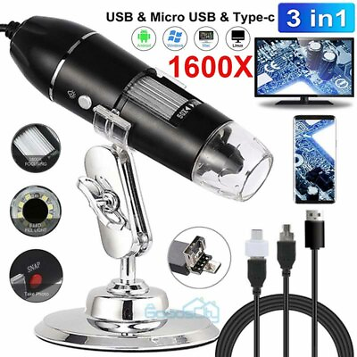 #ad 1600X Zoom 8LED HD 1080P USB Microscope Digital Magnifier Endoscope Video Camera