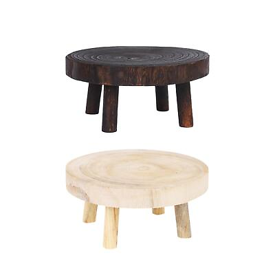 #ad Small Wood Plant Stand Little Stool Round 20x9cm for Indoor Outdoor