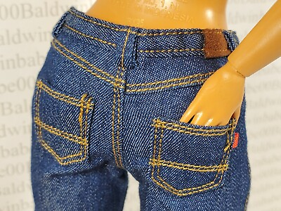 #ad N30 B FITS CURVY MADE TO MOVE BARBIE BUFF KEN DOLL SIZE BLUE POCKET JEANS PANTS