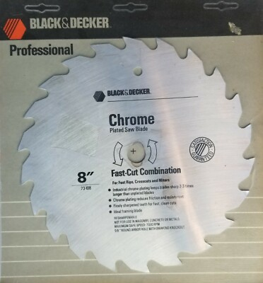 #ad 8” Black And Decker Chrome Plated Saw Blade No 73 108 Fast Cut Combination