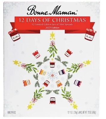 #ad BONNE MAMAN 2023 12 DAYS OF CHRISTMAS ADVENT CALENDAR 12 MINI JAMS SPREADS