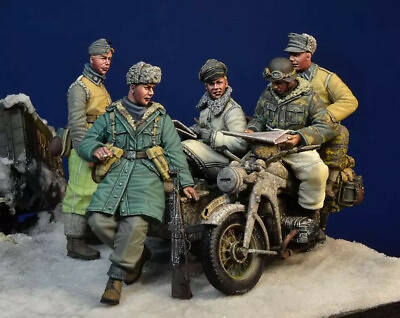 #ad Unpainted 1 35 Resin German Soldiers winter no Motorcycle KIT F287 F292