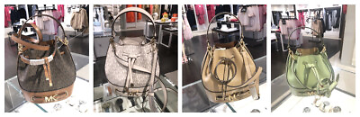 #ad Michael Kors Reed Medium Drawstring Bucket Messenger Handbag Purse Bag Crossbody