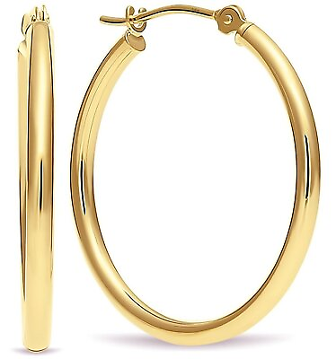 #ad Real 14k Gold Hoop Earrings 1quot; Diameter Gold Hoops For Women