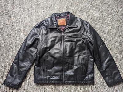 #ad vintage LEVIS motorcycle LEATHER black L jacket Y2K biker coat 44 46