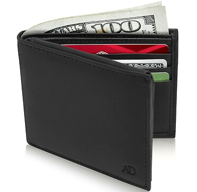#ad Genuine Leather RFID Blocking Bifold Wallet For Men Slim Mens Wallet Minimalist