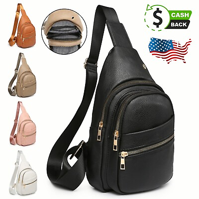 XB Leather Sling Backpack Chest Shoulder Crossbody Bag Travel Fanny Pack Daypack