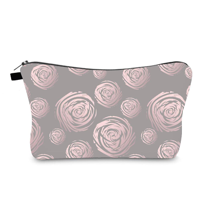 #ad Makeup Bag Zipper Pouch Cosmetic Bag Travel Organizer for Women Gray Roses