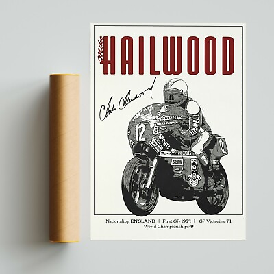 #ad Mike Hailwood Classic 500 GP MotoGP Poster Print. A4 A3 A2 Wall Art
