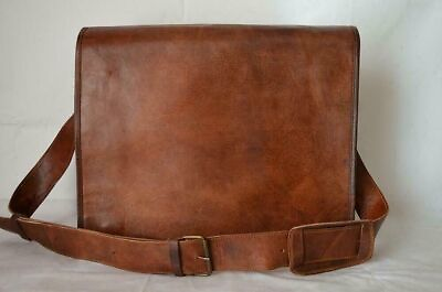 Men#x27;s Large Messenger Brown Vintage Leather Shoulder Satchel 18quot; Laptop Bag NEW $32.93